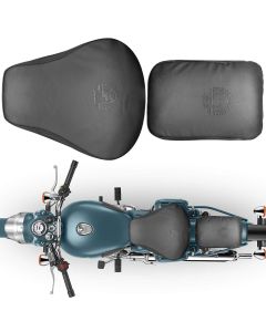 Allextreme PU Leather Seat Cover with Anti Skid Split Cushion Reinforced Stitching Dust Water Resistant for 350cc & 500cc Bullet Classic Models (Black, Model - 24)