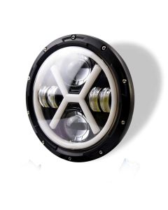 Allextreme EX989H2 7 Inch Full Ring Round LED Headlight with Hi/Low Beam and Angel Eye Lamp Compatible with Royal Enfield Bullet, Harley Davidson Jeep Wrangler