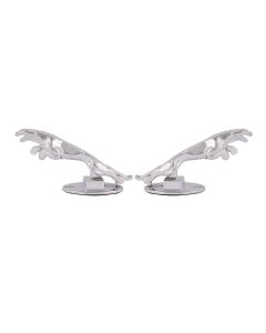 AllExtreme EXCJEL2 Jaguar Style Bike Styling Front Mudguard Ornament Sign Emblem Logo with Chrome Finishing for Motorcycles & Bikes (Chrome, 2 PCS)