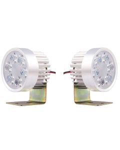 Allextreme EX6FRF2 Universal 6 LED Round Fog Auxiliary Light with Metal Stand for Bikes Motorcycle and Cars (18W, White Light, 2 PCS)