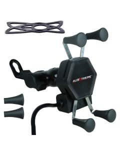 Allextreme AEXL1PH Universal Mobile Mount Cell Phone Holder 360 Rotation Bike Mobile Charger for Motorcycles & Bikes (Black)
