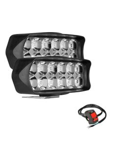 Allextreme EXL22S5 Imported Universal 12 LED Fog Light Off/On Road Driving Work Lamp with 7/8 Inch Handlebar Switch for Bike Cars and Motorcycle (18W, White Light, 2 PCS, 6 Months Warranty)