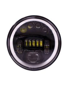 Allextreme EX-0B7 7-Inch Round LED Headlight with Hi/Low Beam and Angel Eye Lamp Compatible for Royal Enfield Bullet Harley Davidson Jeep Wrangler (1 PC)
