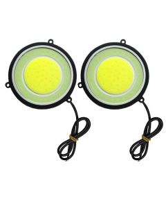 Allextreme EXRTIB2 Round COB LED Switchback DRL Light 2.83" Diameter Side Turn Signal Super Bright Fog Lamp with Indicator for All Cars (20W, White, Ice Blue, 2 PCS)