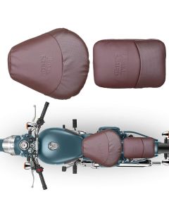Allextreme PU Leather Seat Cover with Anti Skid Split Cushion Reinforced Stitching Dust Water Resistant for 350cc & 500cc Bullet Classic Models (Brown)