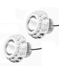 Allextreme 10W High Intensity Led Projector Lamp Stylish Dual Ring COB LED Headlight with Hi/Low Beam and Flasher Function for All Bikes (Blue & Red, 2 Pcs)