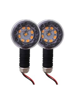 Allextreme EXTS2Y Universal Turn Signal Indicator Light Front/Rear Round Blinker Bulb for Motorcycles (Yellow, 2 Pcs)
