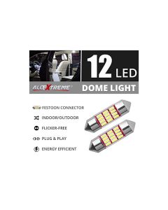 AllExtreme EXTSD1W 12 LED Universal Car Interior Super Bright Roof Light Reading Dome Bulb Lamp with Festoon Holder (6W, White, 1 Pc)