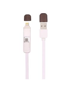 AllExtreme USB and Micro USB Data Cable with 2 in 1 Dual Connector for Android (3.3ft, White)