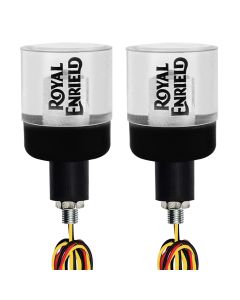 Allextreme EXBTI2BP Motorcycle Turn Signal LED Light Indicator Colorful Blinker Bike 7/8" Handle Bar End Plug Cap DRL Lamp (2 Pcs, Orange & White)