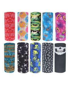 Allextreme Unisex Seamless Bandana Multi Wear Headband Face Mask Cover with Printed Pattern Dust & Wind Resistant Ideal for Various Sports (10 Pcs, Random Color & Design)