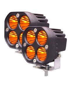 Allextreme EX40YF2 4 LED Fog Light Super Bright Spot Flood Beam Driving Lamp for Motorcycle Cars Bikes & SUV (40W, Amber Light, 2 Pcs)