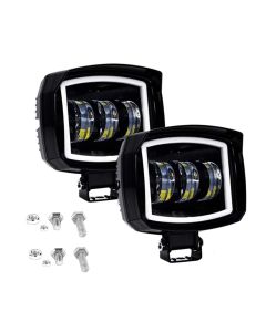 Allextreme EX3LFP2 3 LED Headlight Lamp Universal Waterproof Off Road Driving CREE LED Fog Light with Mounting Brackets for Bike, Jeep and Cars (30W, White, 2 Pcs)