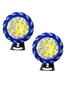 Allextreme EX9LED 9 LED Fog Light Red & Blue Beads and Multicolor Strobe Flash Waterproof White Spot Lamp for Motorcycle Bike Car (10W, 2 PCs)