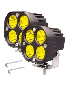Allextreme EX40YL2 4 LED Fog Light Super Bright Spot Flood Beam Driving Lamp for Motorcycle Cars Bikes & SUV (40W, Yellow Light, 2 Pcs)