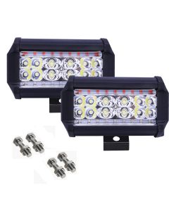Allextreme EX30F2P 30 LED Fog Light Bar Flood LED Work Multi Rows Amber & White Light Waterproof Driving Lamp Universal for Car Motorcycle Bike (60W, 2 Pcs)