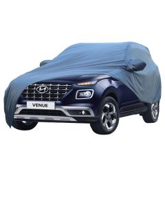 Allextreme HV7006 Car Body Cover Compatible with Hyundai Venue Custom Fit Dustproof UV Heat Resistant Indoor Outdoor Body Protection (Blue with Mirror)