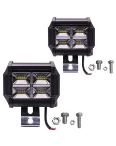 Allextreme EX16LF2 16 LED Fog Light 4 Inch Flood LED Work Double Row White Light Waterproof Driving Lamp Universal for Car Motorcycle Bike (48W, 2 Pcs)