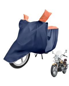 Allextreme XL-7011 Full Bike Body Cover Water Resistant Dustproof Rustproof UV Protection Cover Compatible for Royal Enfield Bullet Avenger Karishma and above Size (Navy Blue & Orange, X-Large)