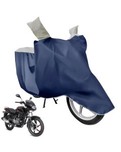 Allextreme L-7015 Full Bike Body Cover Water Resistant Dustproof Rustproof UV Protection Cover Compatible for Pulsar above 180cc and Upto Royal Enfield Bullet Size (Navy Blue & White, Large)
