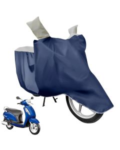 Allextreme S-7015 Full Bike Body Cover Water Resistant Dustproof Rustproof UV Protection Cover Compatible for Activa Maestro Scooty and All Two Wheeler Scooter (Navy Blue & White, Small)