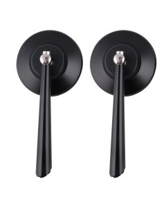AllExtreme EXSM01B Round Rear View Side Mirrors with Adjustable Rotatable Handlebars Compatible With All Bikes (Black)