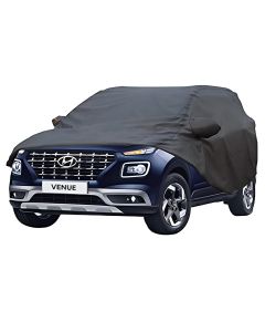 Allextreme HV7004 Car Body Cover Compatible with Hyundai Venue Custom Fit Dustproof UV Heat Resistant Indoor Outdoor Body Protection (Grey with Mirror)