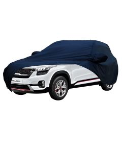 Allextreme K7008 Car Body Cover Compatible with Kia Seltos Custom Fit Dustproof UV Heat Resistant Indoor Outdoor Body Protection (Navy Blue with mirror)