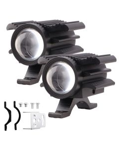 Allextreme EXT30F2 LED Fog Light Spot Beam 20W Projector Lens Heavy Duty Waterproof Driving Lamp for Motorcycle Bike Car SUV (2 Pcs, Yellow & White)