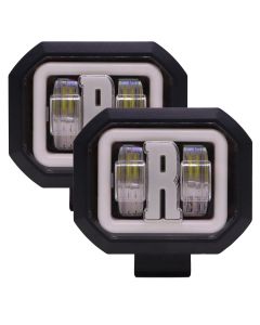 Allextreme EXTC20F2 LED White Fog Light Spot Beam 20W Projector Lens Heavy Duty Waterproof Driving Lamp for Motorcycle Bike Car SUV (2 Pcs, Red & Amber)