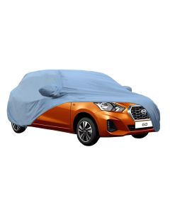 Allextreme DG5001 Car Body Cover Compatible with Datsun Go Custom Fit Dustproof UV Heat Resistant Indoor Outdoor Body Protection (Blue with Mirror)
