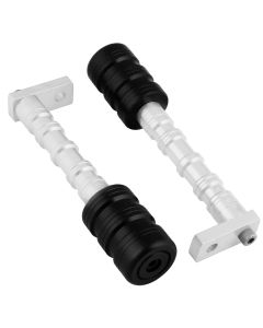 AllExtreme EXPLGS2 Universal Motorcycle Frame Slider Falling Protector Motorcycle Crash Guard Pads Compatible with Kawasaki Yamaha Suzuki KTM (Silver)