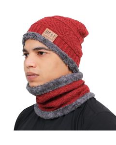 Allextreme Winter Beanie Cap Scarf Set Soft & Comfortable Thick Knitted Neck Warmer Biker Rider Climbing Sports Accessory for Men & Women