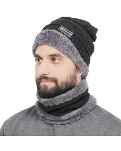 Allextreme Winter Beanie Cap Scarf Set Soft & Comfortable Thick Knitted Neck Warmer Biker Rider Climbing Sports Accessory for Men & Women