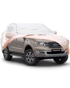 AllExtreme FE8001 Car Body Cover for Ford Endeavour Custom Fit Waterproof Dust UV Heat Resistant for Indoor Outdoor SUV Protection (Light Pink with Mirror)