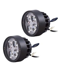 Allextreme EX4FHW2 4 LED Round Fog Light 7/8 Inch Handlebar Mirror Mount Driving Head Lamp with Mounting Brackets for Cars and Motorcycle (12W, White Light, 2 PCS)