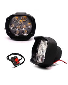 Allextreme EX9FWS2 9 LED Fog Light Spot Beam Waterproof Imported Driving Work Lamp with Handlebar Switch for Motorcycle Bike Cars (15W, 2 PCS)