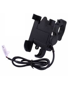 Allextreme EXUMH01 Bike Mobile Cell Phone Holder with USB Charger Metal Alloy Cradle Stand for Motorcycle and Bike (Black)
