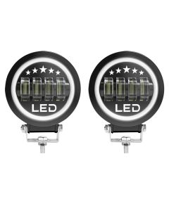 Allextreme EX27FW2 4 LED Headlight Lamp Universal Waterproof Off Road Driving CREE LED Fog Light with Mounting Brackets for Bike and Cars (27W, Blue & White, Pack of 2)