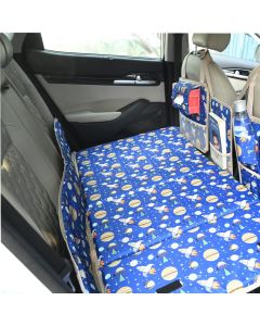 Allextreme CB-S05 Non-Inflatable Car Bed Portable & Foldable Design Polyester Fabric Back Seat Sleeping Mattress & Multi Storage Organizer for Baby Kids Travel Camping Picnic (Blue)