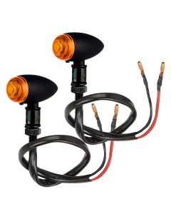 Allextreme EXNTSM-02 Motorcycle Turn Signal Metal Alloy Amber Bulb Blinker Lights for Harley Davidson and 350cc and 500cc Cruiser Bikes (Amber, 2 PCS)