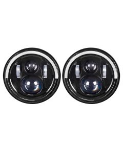 Allextreme 7-Inch Round H4 H13 LED Halogen Headlight with DRL High/Low Beam Turn Signal Angel Eyes for Jeep Wrangler Motorcycles & Cars (Pack of 2, Amber/White)