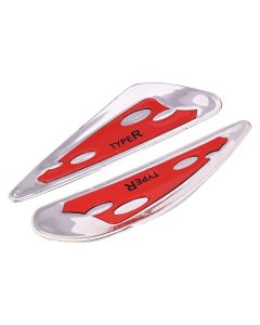 AllExtreme EDCGS2R Universal Fender Sticker With In-Built Mounting Bolts Compatible With Cars, SUVs & Other Automobile (Red-Silver, 2 Pcs)
