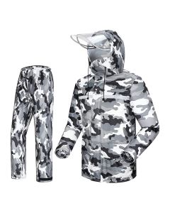AllExtreme Reusable Two-Piece Raincoat With Transparent Face Shield Detachable Hood Two Pockets Carry Pouch Water Resistant Buttoned Rain Jacket (EXMK002-01XL)