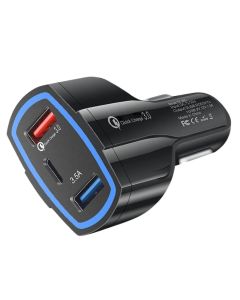 AllExtreme LZ- 368 Pro 36W Fast Car Charger 2 USB 1 Type C Port Quick 3.0 Charging Technology Smartphone Adapter Compatible with Sedans SUVs & Trucks
