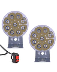 Allextreme EX-9WDL01 Off Road Driving Lamp with Switch 9 LED Round 3" Foglights for Motorcycles, Cars & Bikes (9W, White Light, 2 Pcs)