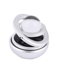 AllExtreme EXTPF0S Car Air Freshener Double Ring with Crystal Ball Solar Energy 360° Revolving Refillable Aromatherapy Diffuser Scented Perfume Fragrance (Silver)