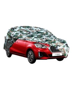 AllExtreme DG5007 100% Tested Waterproof Car Body Cover Compatible with Datsun Go Triple Stitched UV Heat Resistant Indoor Outdoor Body Protection (Army Print with Mirror)