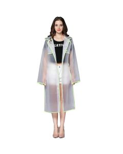 AllExtreme EVA Raincoats Transparent Reusable Water Resistant with Hood and Sleeves for Women Men Camping Rainy Season Travel (EXM1-PG-XXL)