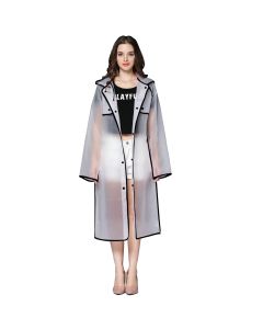 AllExtreme EVA Raincoats Transparent Reusable Water Resistant with Hood and Sleeves for Women Men Camping Rainy Season Travel (EXM1-BL-L)